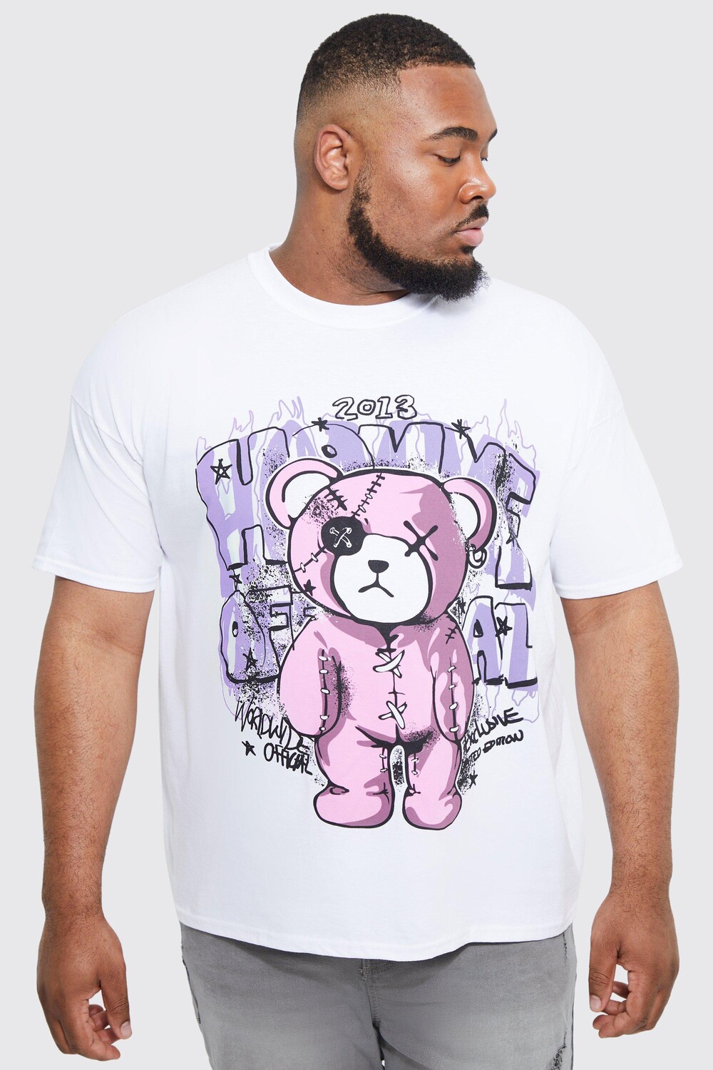 

Футболка с граффити тедди plus homme Boohoo, белый