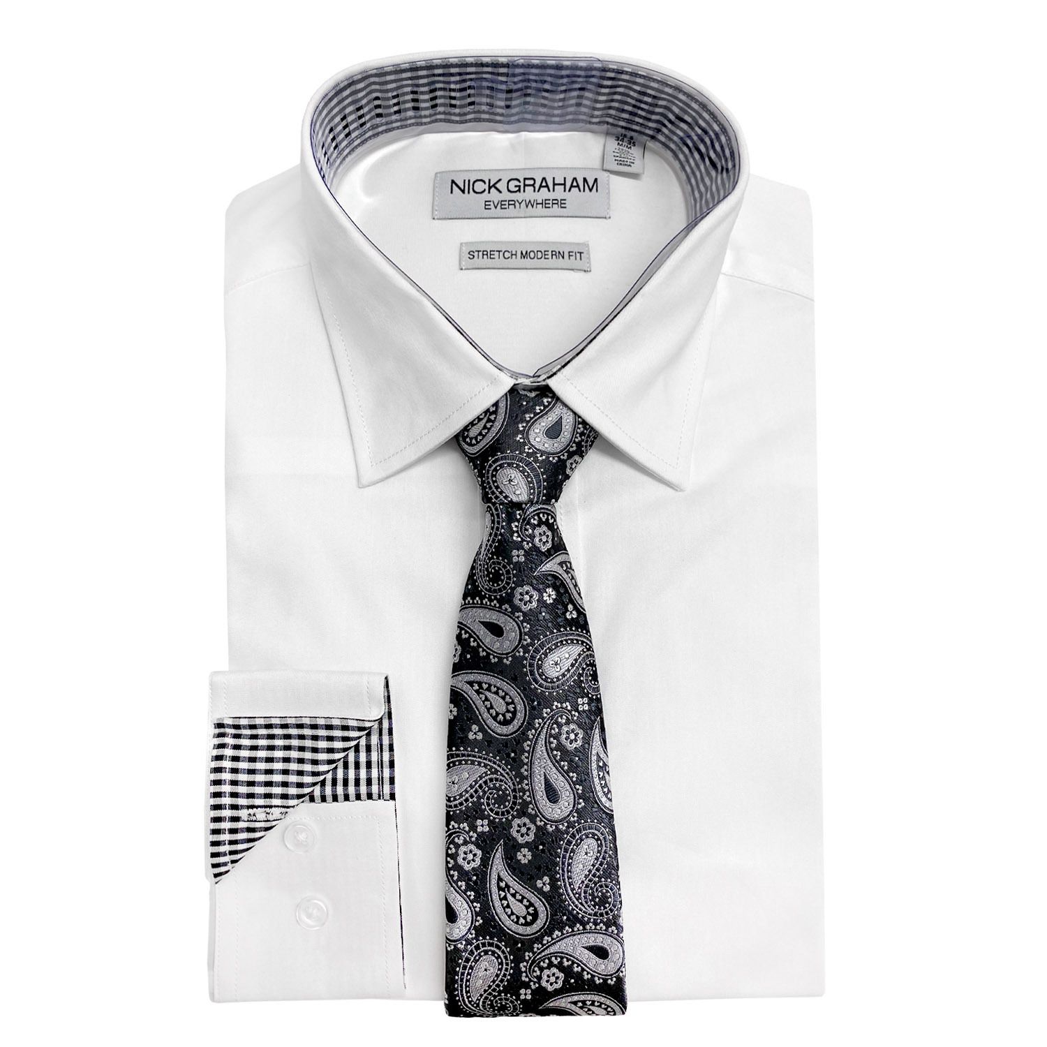 Мужской комплект из эластичной классической рубашки и галстука современная кроя Nick Graham, белый nick drake nick drake nick drake