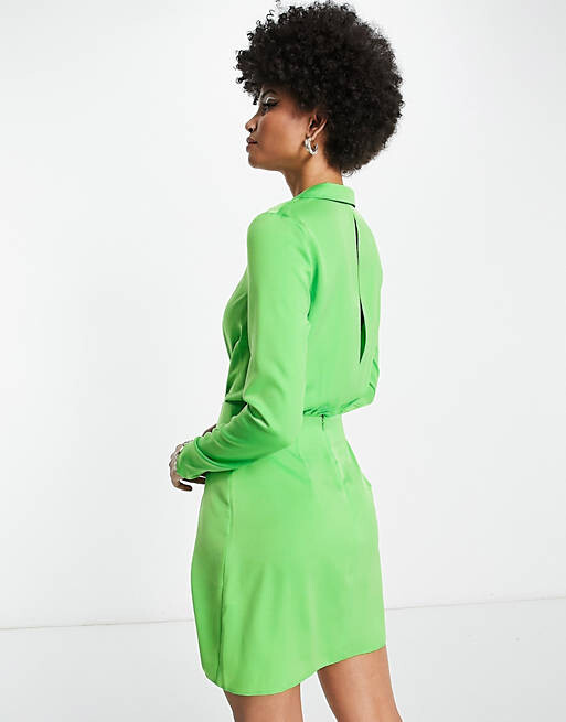 

Зеленое атласное платье мини с воротником ASOS DESIGN Tall