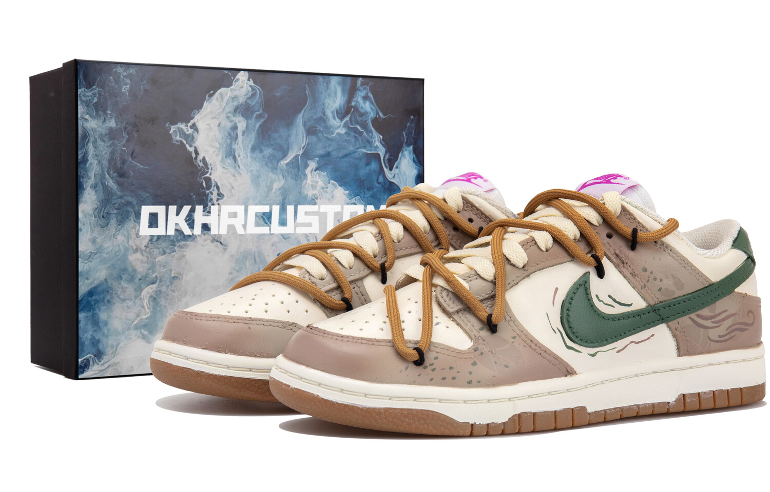 

Кроссовки для скейтбординга Dunk женские с низким верхом коричневый/зеленый Nike