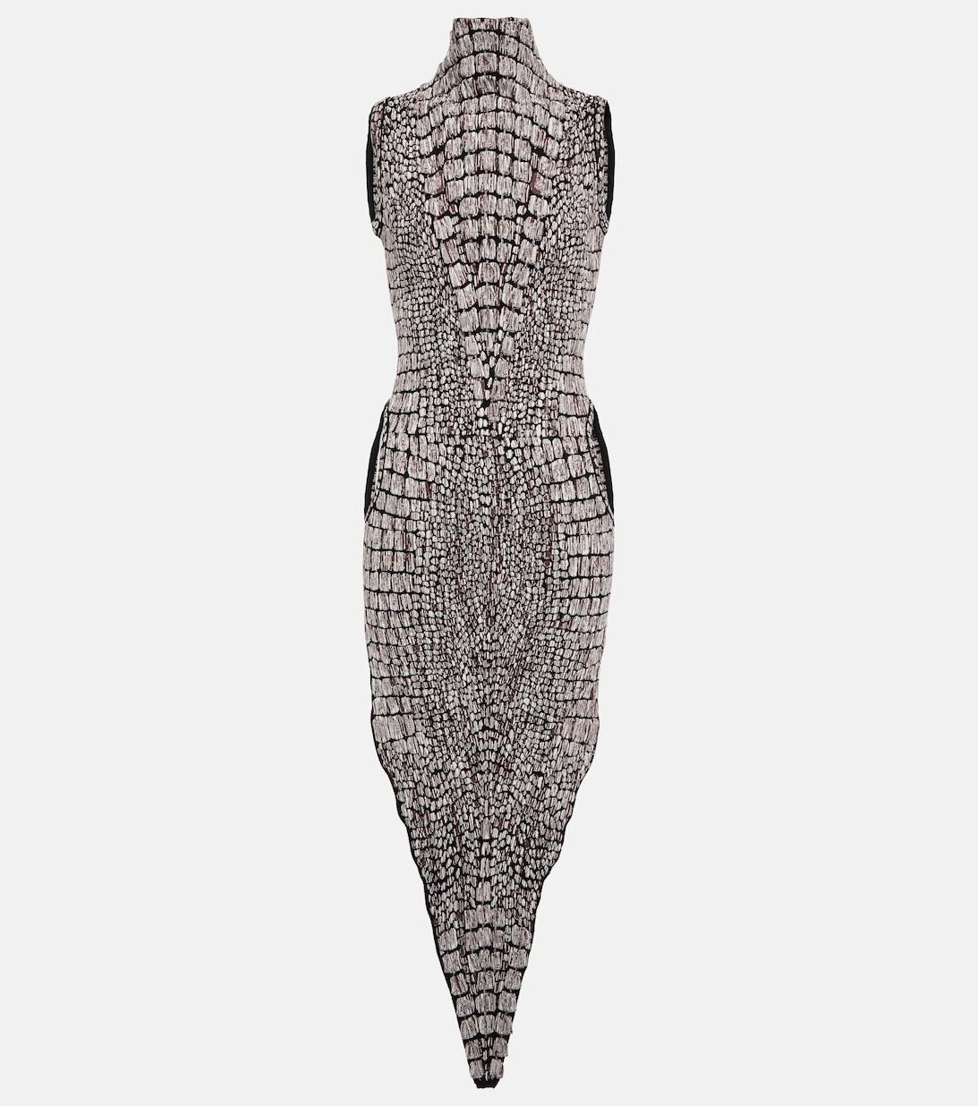 

Платье миди с вырезом халтер и животным принтом ALAÏA, разноцветный