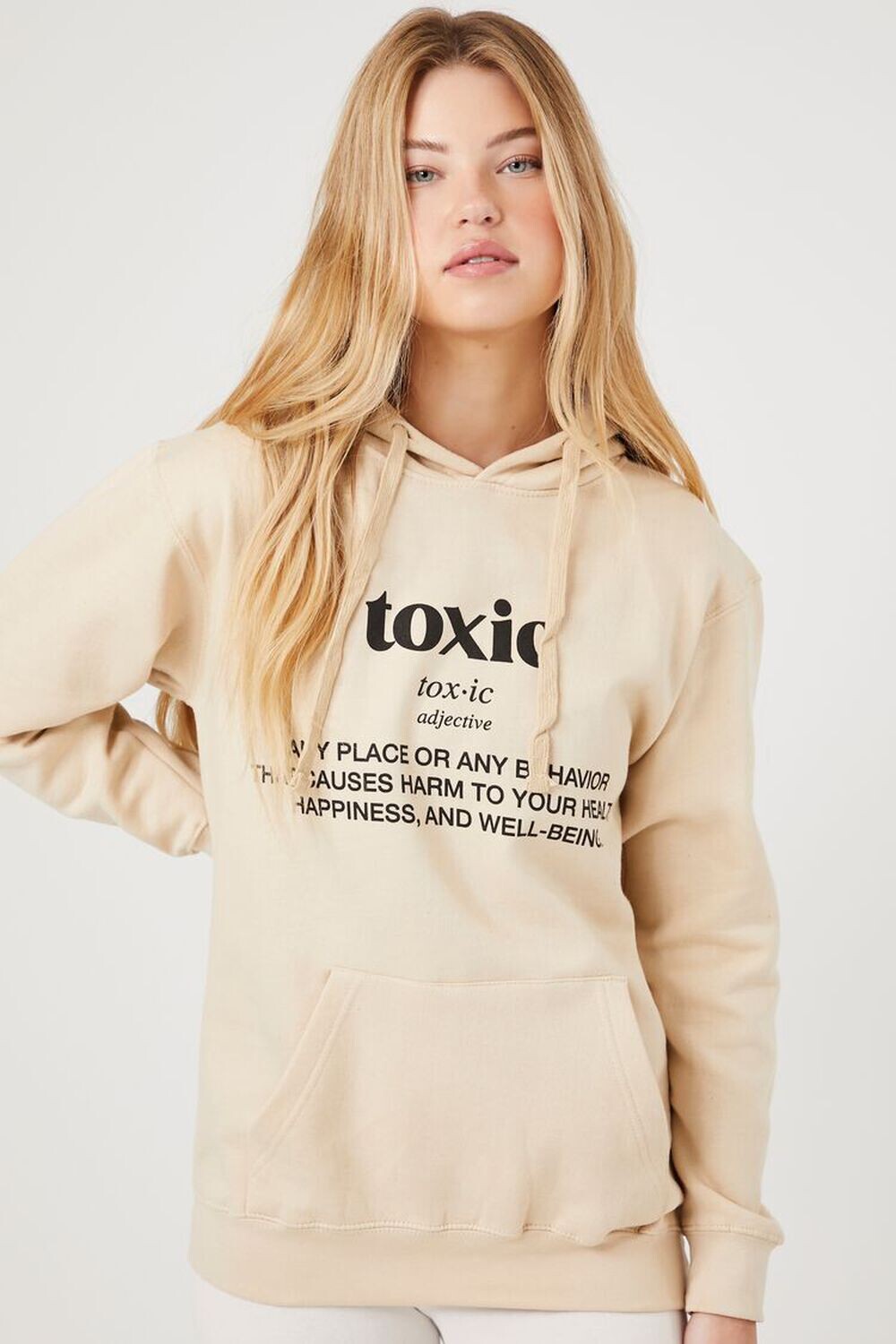 

Флисовая толстовка с рисунком Toxic Forever 21, бежевый