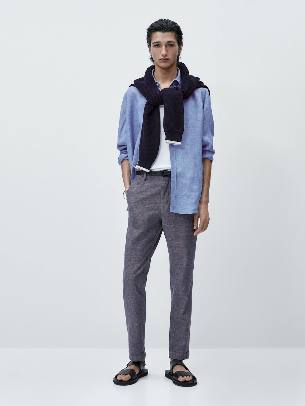 

Чинос fil-à-fil зауженного кроя Massimo Dutti, синий