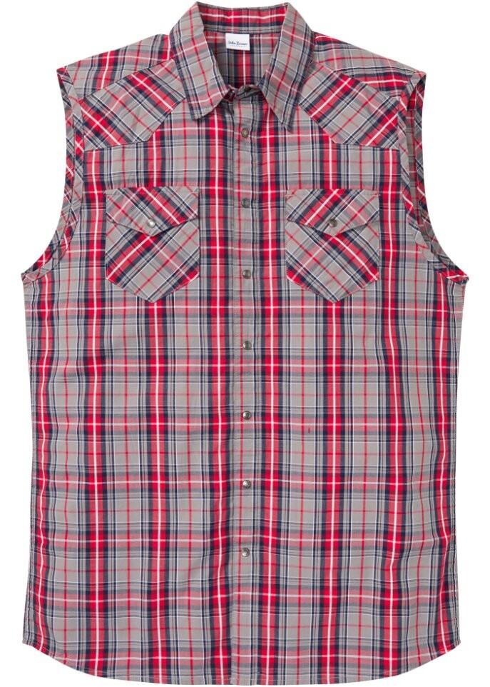 

Рубашка в клетку без рукавов John Baner Jeanswear, серый