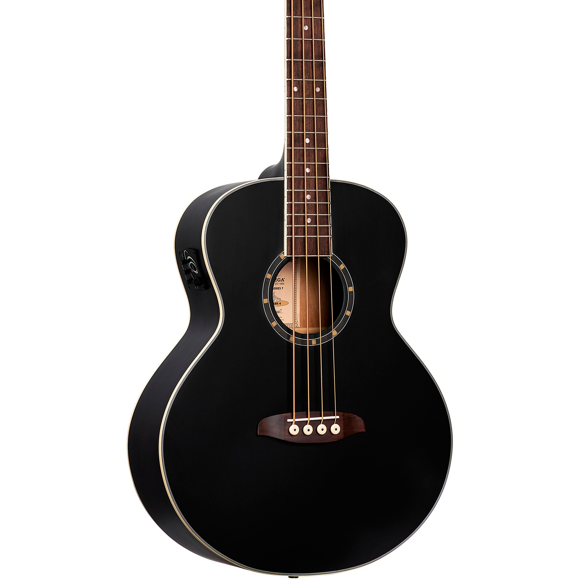цена Ortega D7E 4-струнная акустическая/электробас-гитара Satin Black