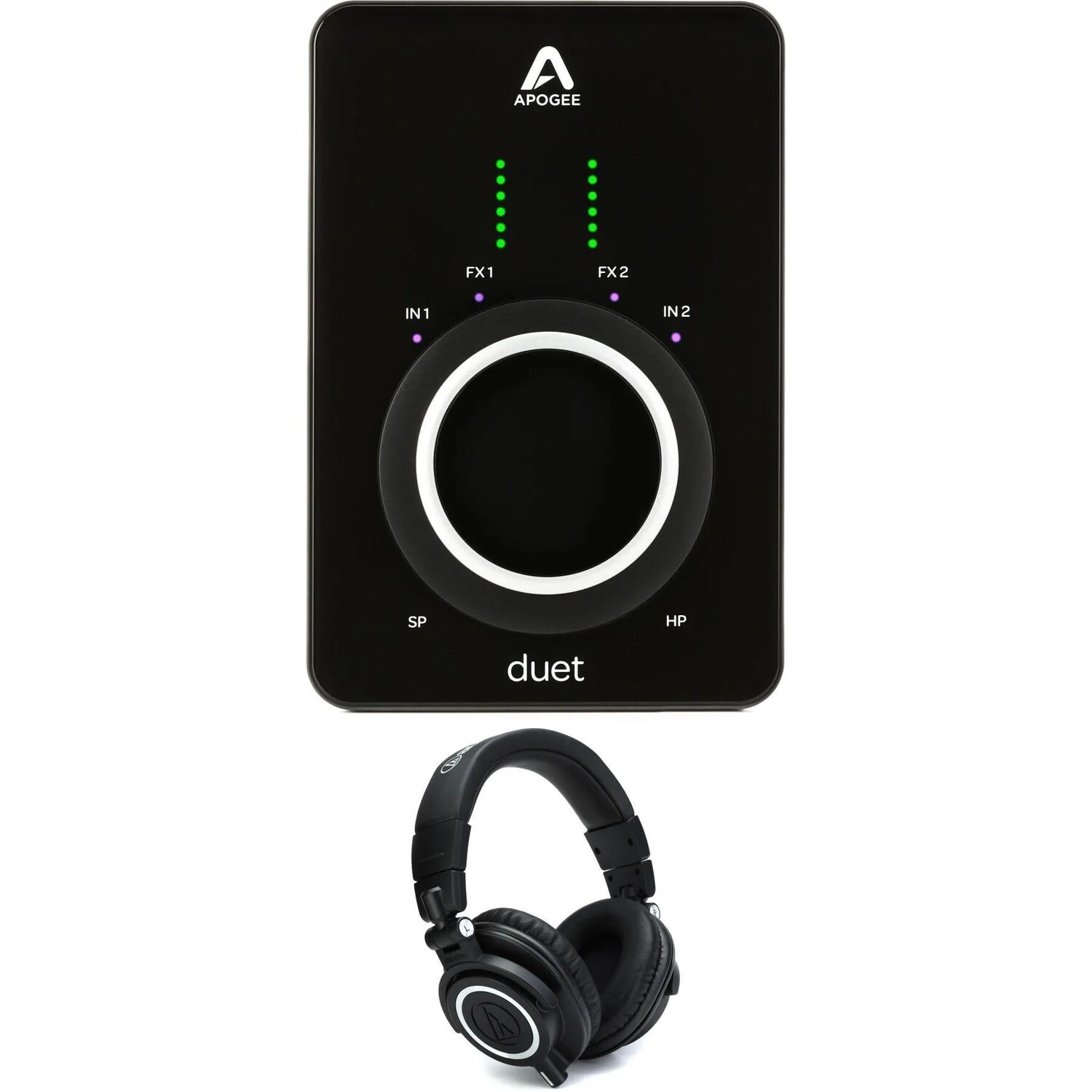 

Новый аудиоинтерфейс Apogee Duet 3 2x4 USB-C и наушники