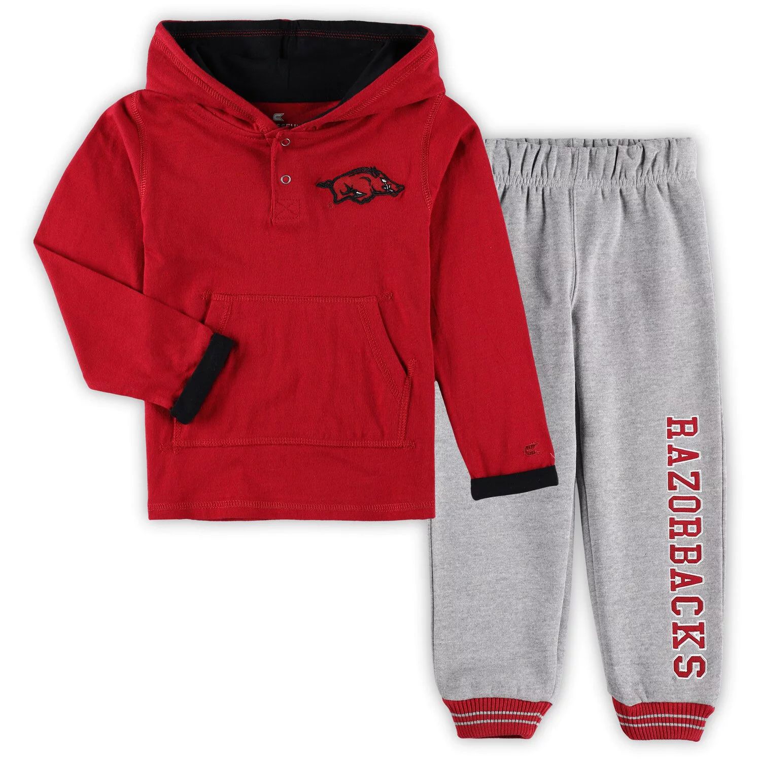 Комплект из пуловера с капюшоном и спортивных штанов для малышей Colosseum Cardinal/Heathered Grey Arkansas Razorbacks Poppies Colosseum