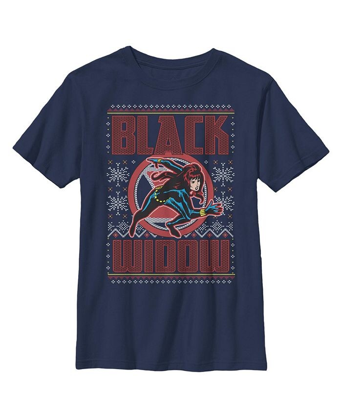 

Детская футболка Ugly Christmas Black Widow Snow Snow для мальчика Marvel, синий