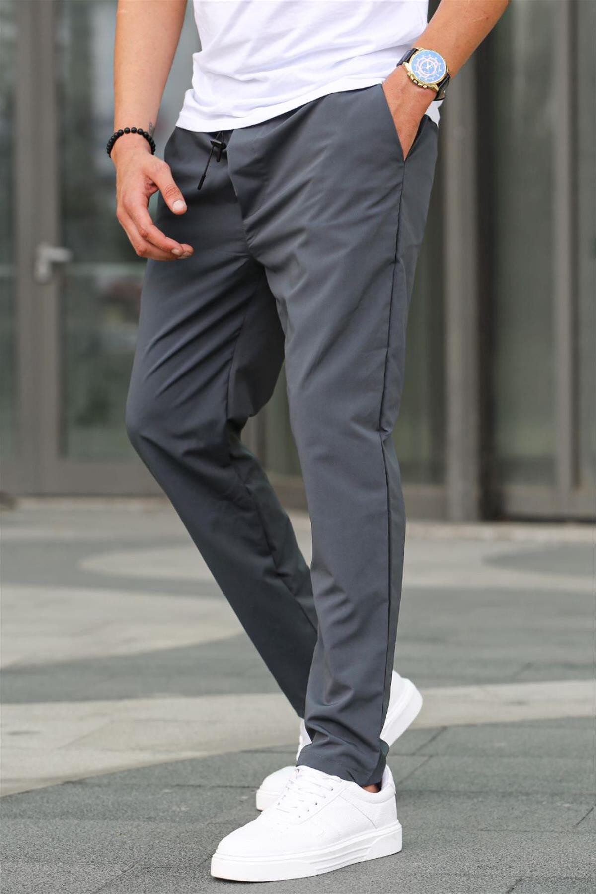 Базовые мужские брюки Parachute из ткани дымчатого цвета 6513 Madmext, серый