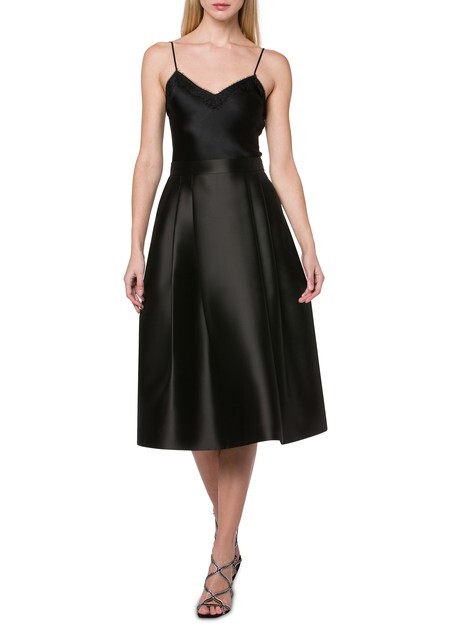 

Атласный кружевной топ Alberta Ferretti, черный