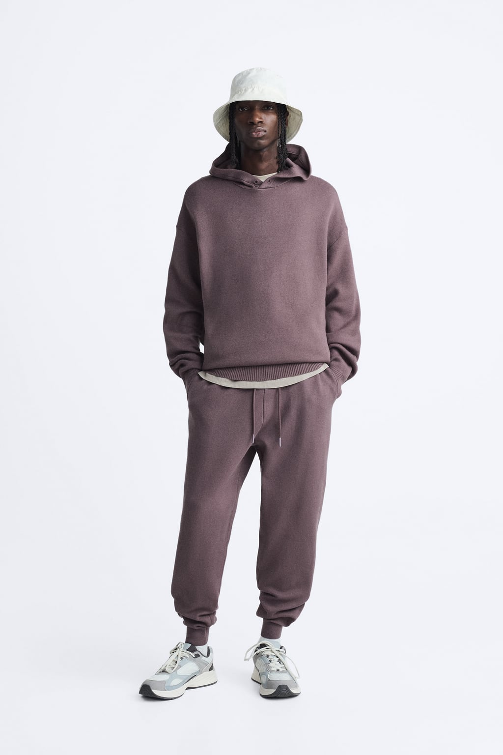 

Вязаная толстовка с капюшоном ZARA, розовый