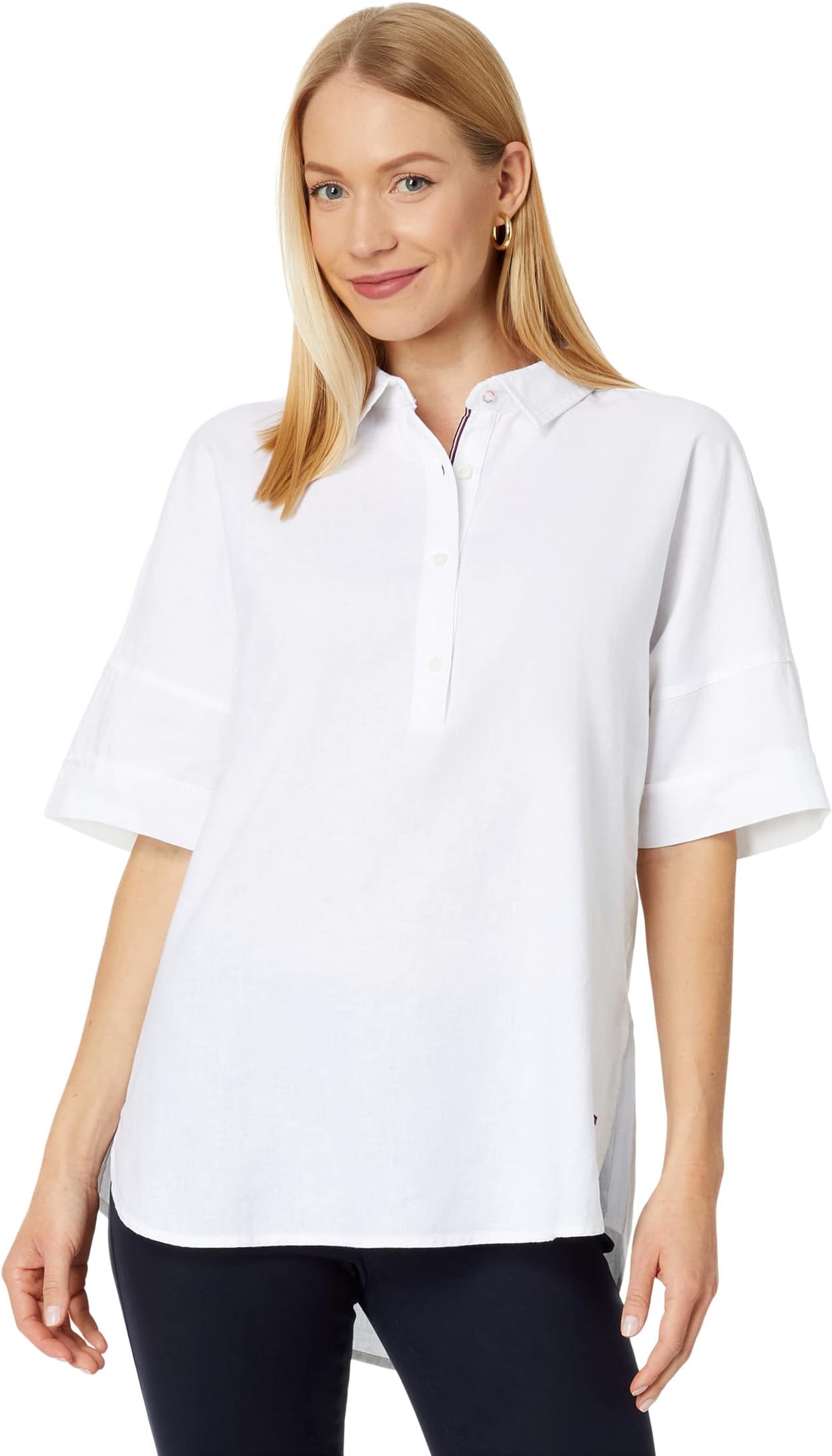 

Рубашка-поло Short Sleeve Linen Shirt Tommy Hilfiger, ярко-белый