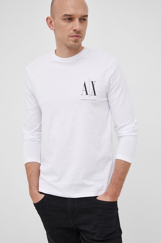 

Хлопковый топ с длинными рукавами Armani Exchange, белый