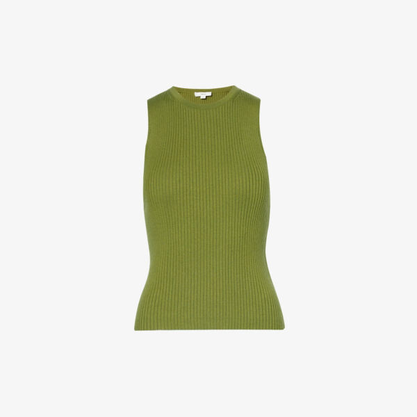 

Топ без рукавов в рубчик из смесовой эластичной ткани Vince, цвет basil-388bsl