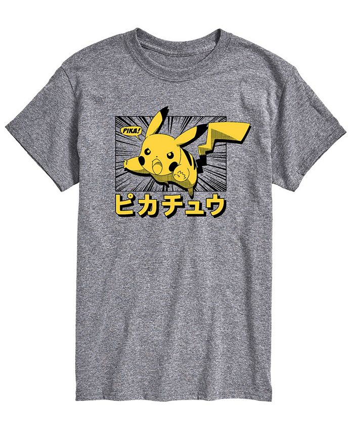 Мужская футболка с рисунком Pokemon Kanji Pika AIRWAVES, серый мужская футболка с длинным рукавом pokemon pika pika pika airwaves черный