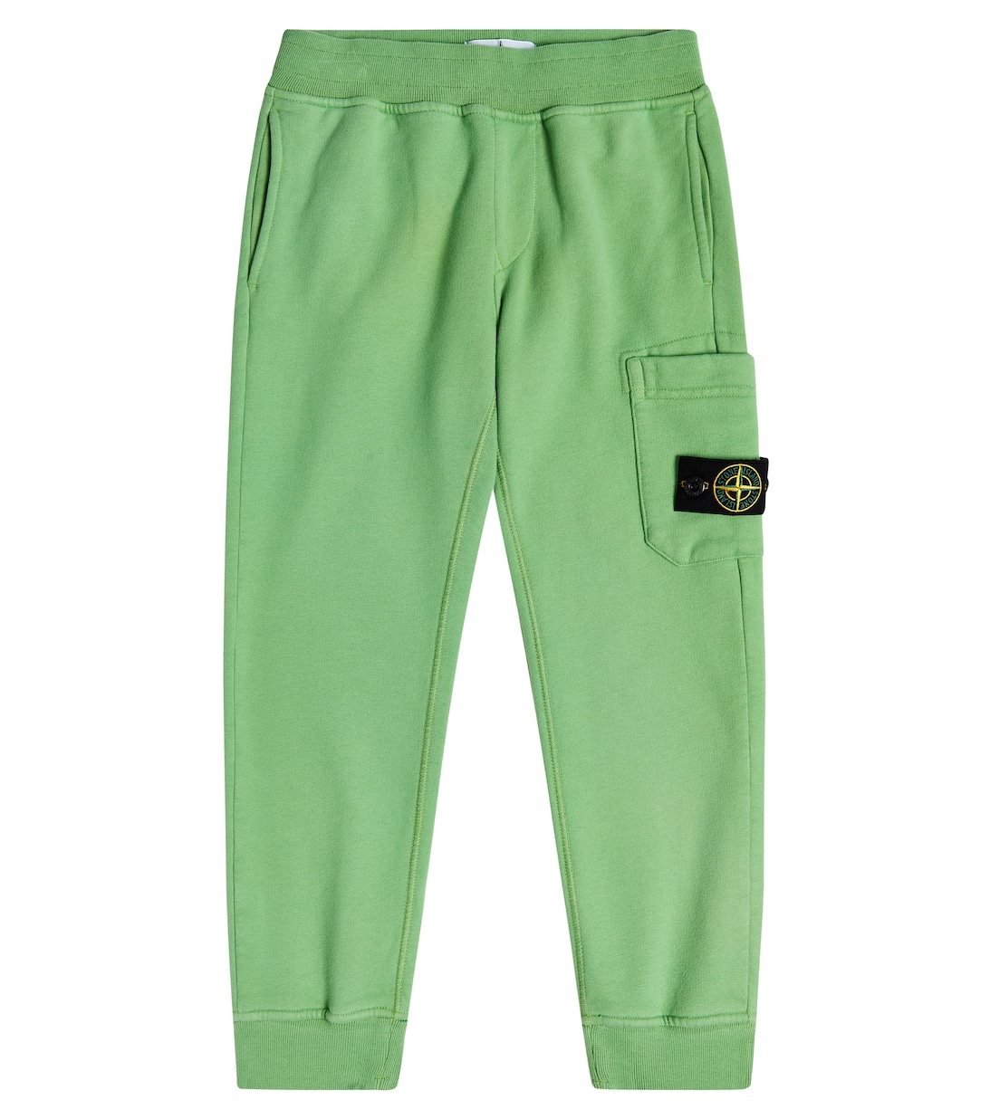 Хлопковые спортивные штаны с логотипом Stone Island Junior, зеленый