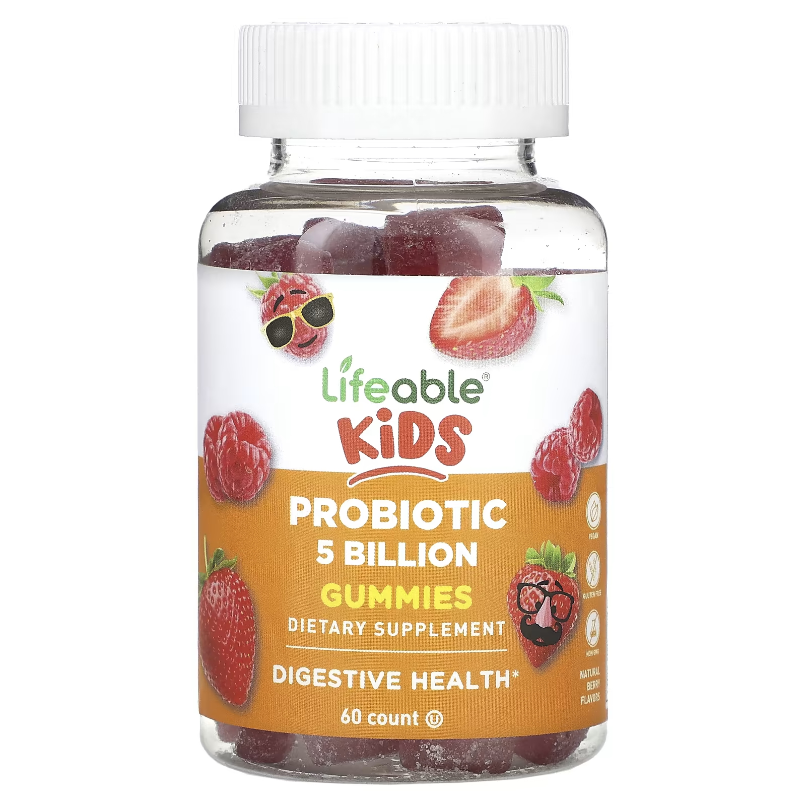 цена Пробиотическая пищевая добавка Lifeable Kids натуральная ягода, 60 жевательных конфет
