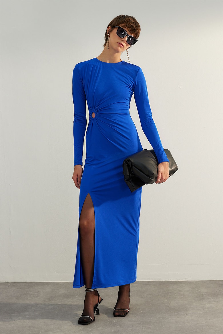 Длинное платье с глубоким разрезом сбоку Trendyol, синий платье длинное шлица сбоку m синий