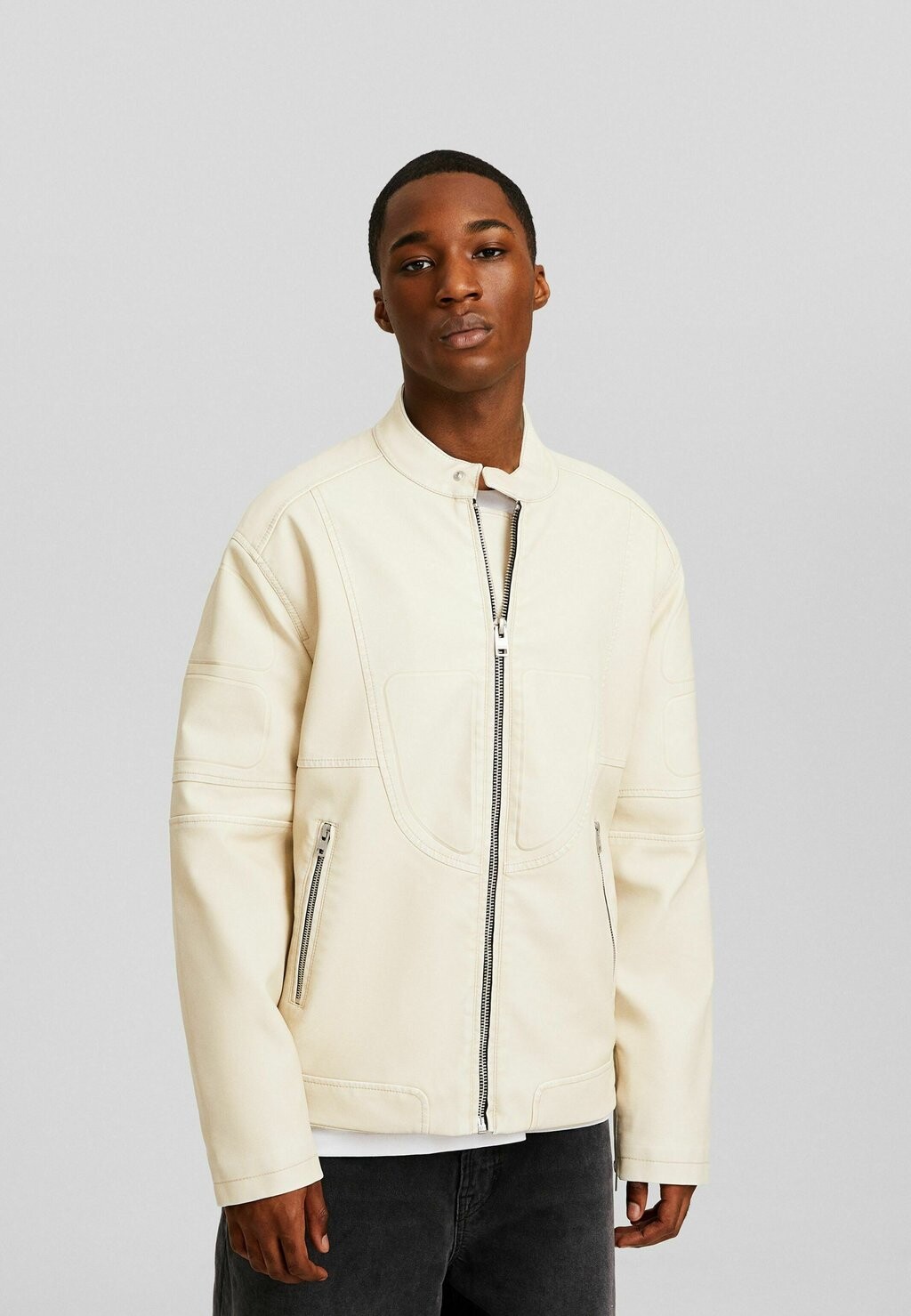 

Куртка из искусственной кожи Bershka, цвет beige