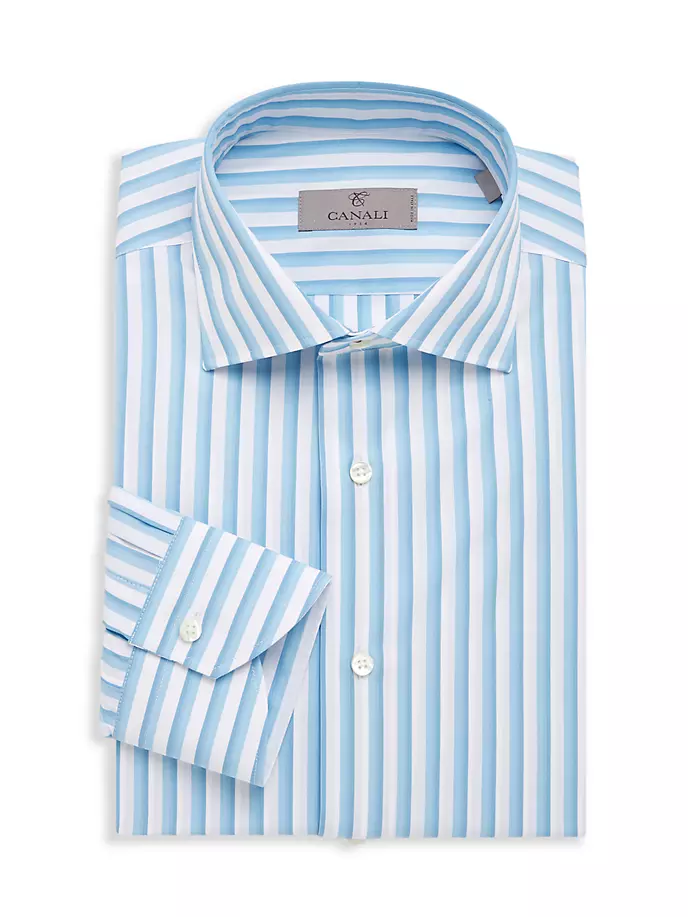 цена Полосатая классическая рубашка Canali, синий