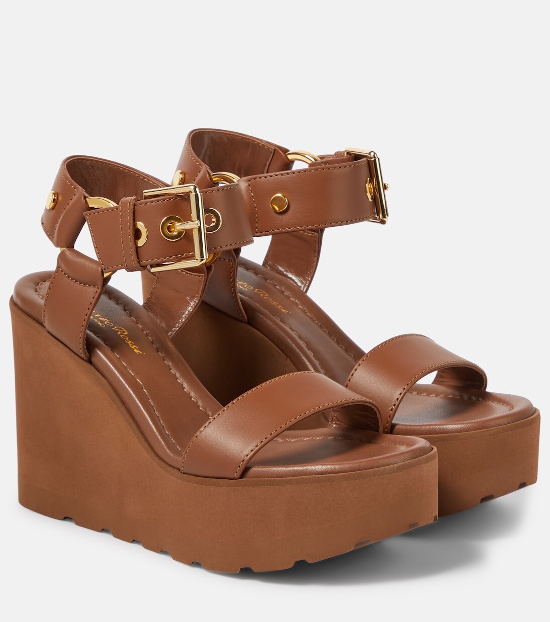 

Кожаные босоножки на платформе на танкетке Gianvito Rossi, коричневый