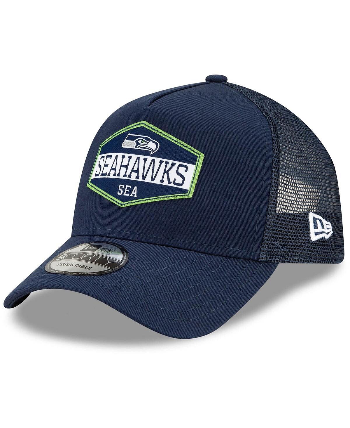 

Мужская темно-синяя бейсболка Seattle Seahawks Hex Flow с А-образной рамкой 9Forty Snapback New Era
