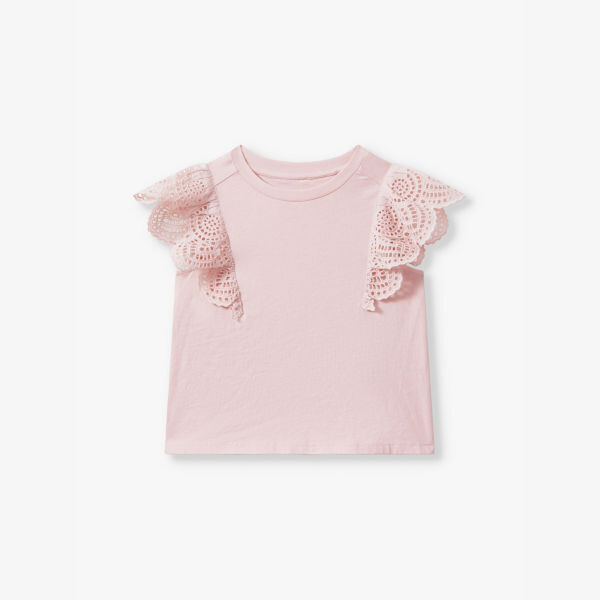 

Топ из хлопка с вышивкой на рукавах Jasmine 4-14 лет Reiss, розовый