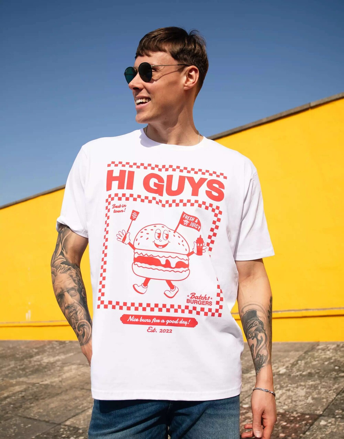 

Белая футболка унисекс с принтом «Hi Guys Burger» Batch1, Белый