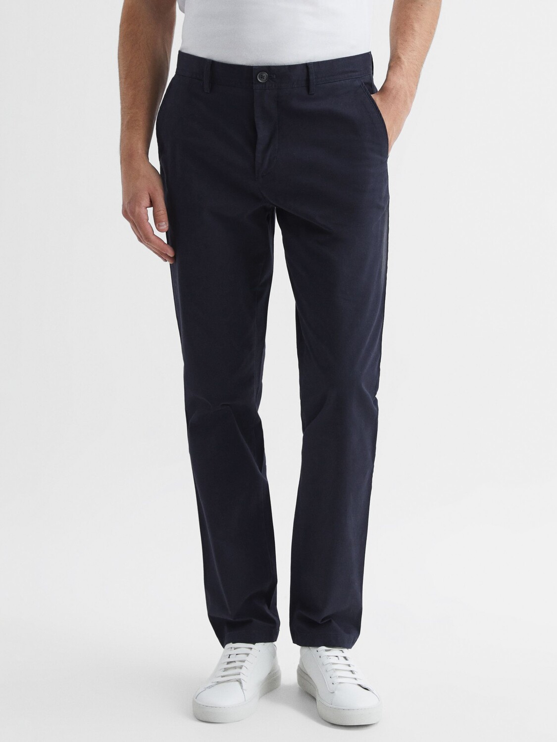

Брюки-чиносы Reiss Pitch Slim Fit из хлопка стрейч, темно-синие, Синий