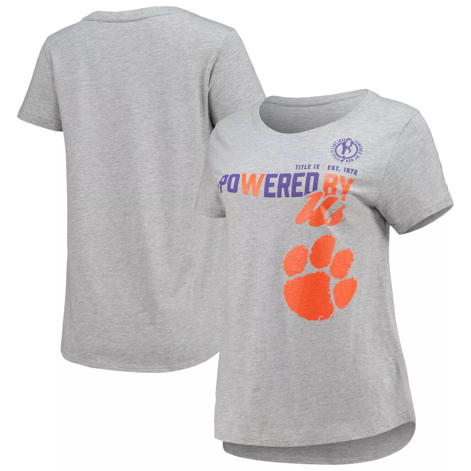 

Женская серая футболка Colosseum Heathered Clemson Tigers Powered By Title IX Colosseum, Серый