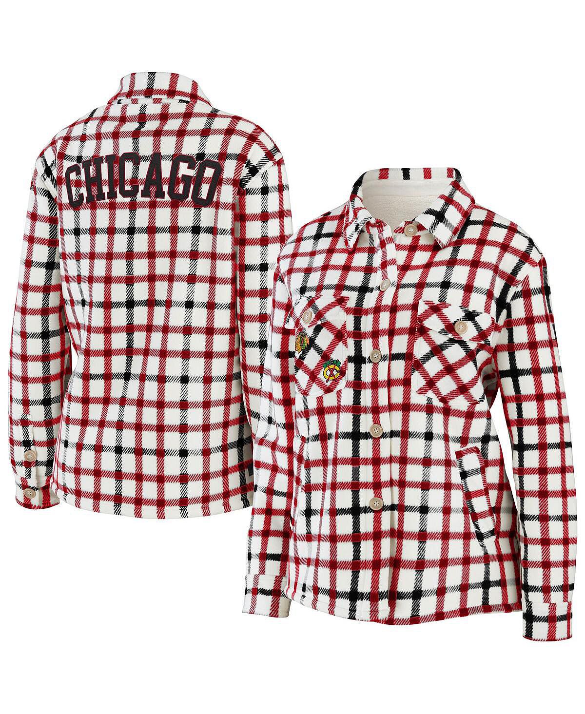 цена Женская овсяная куртка-рубашка на пуговицах в клетку Chicago Blackhawks WEAR by Erin Andrews