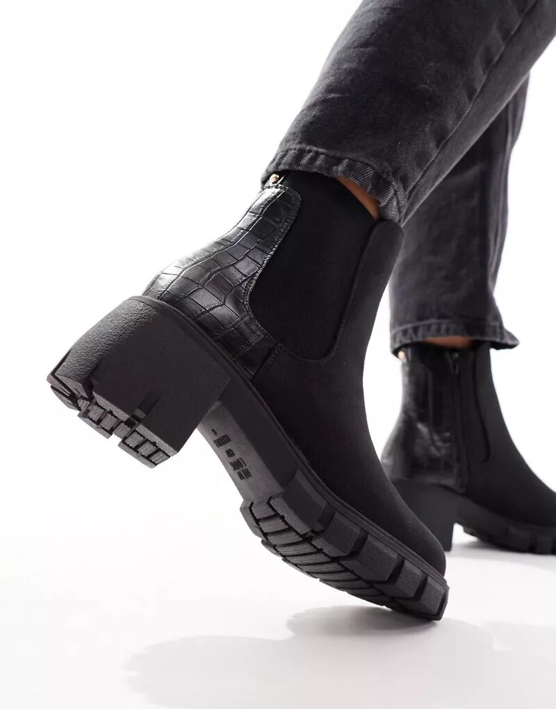 Черные массивные ботинки челси New Look