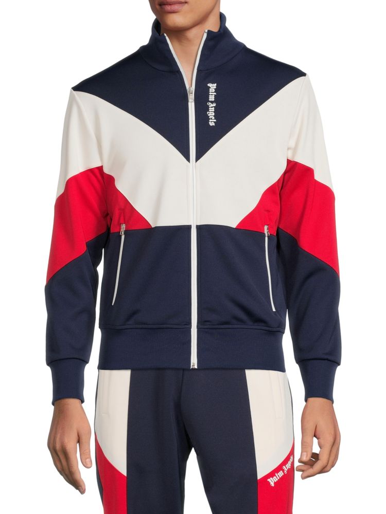 Спортивная куртка с цветными блоками Palm Angels, цвет Navy White