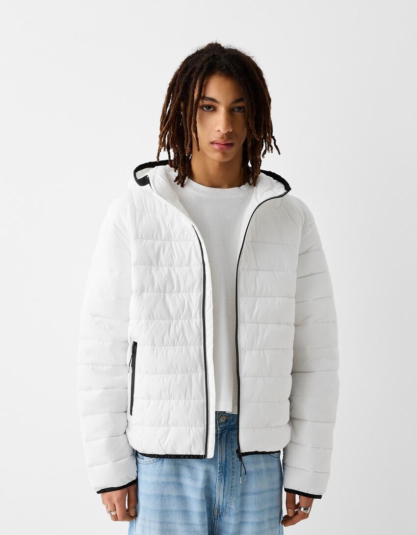 

Легкая стеганая куртка Bershka, белый