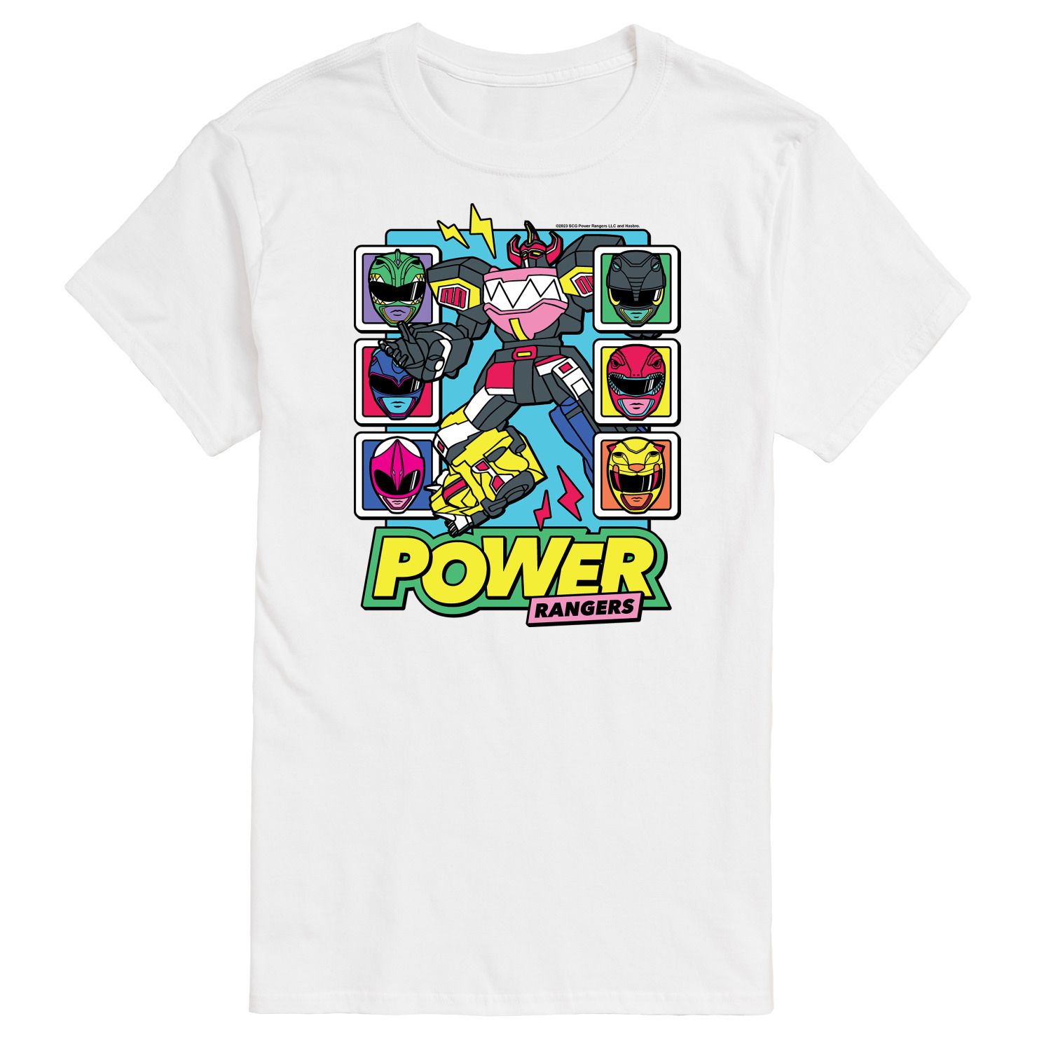Футболка с рисунком Big & Tall Power Rangers Zord Heads Licensed Character, белый