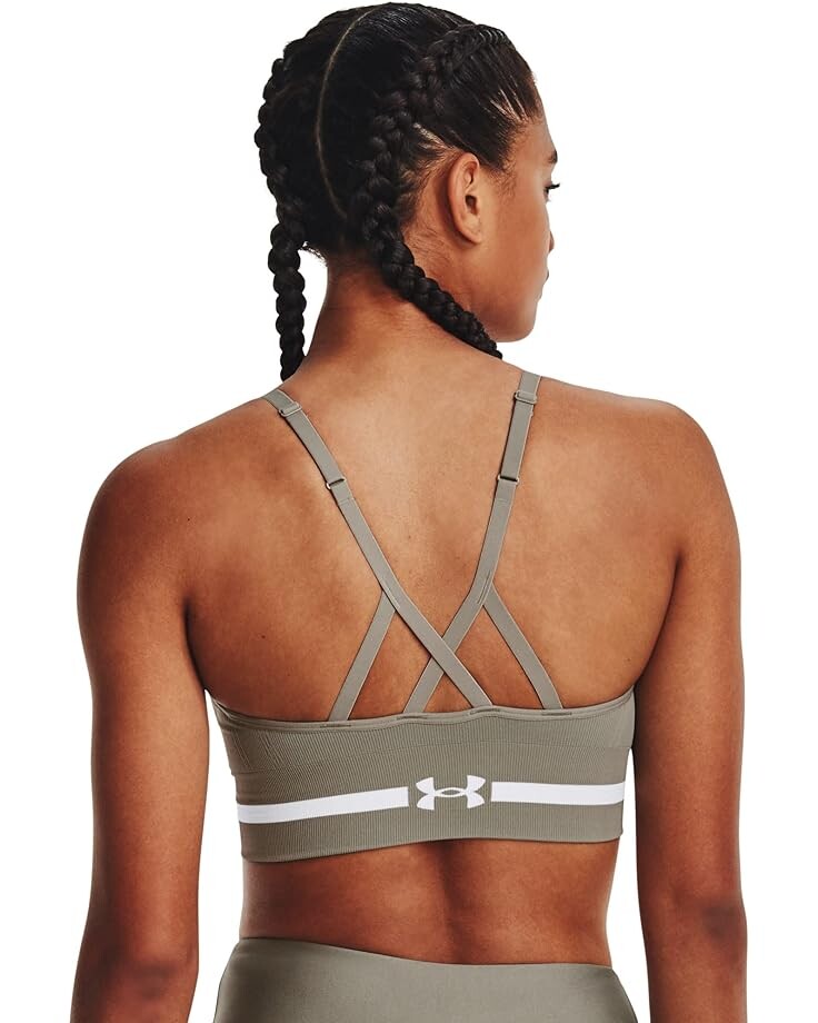 

Бюстгальтер Under Armour Seamless Low Long Bra, цвет Grove Green/White
