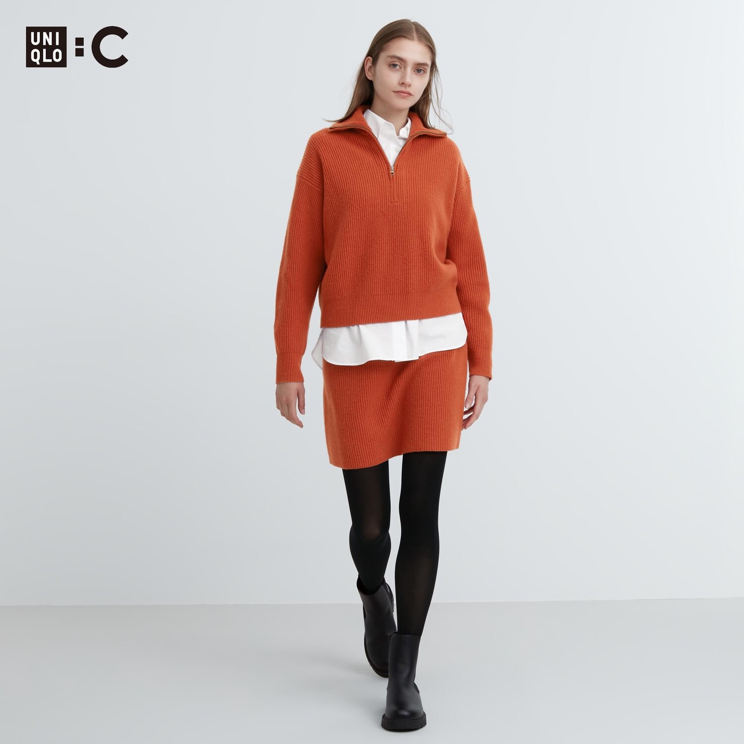 

Мини-юбка из шерсти Premium Uniqlo, оранжевый