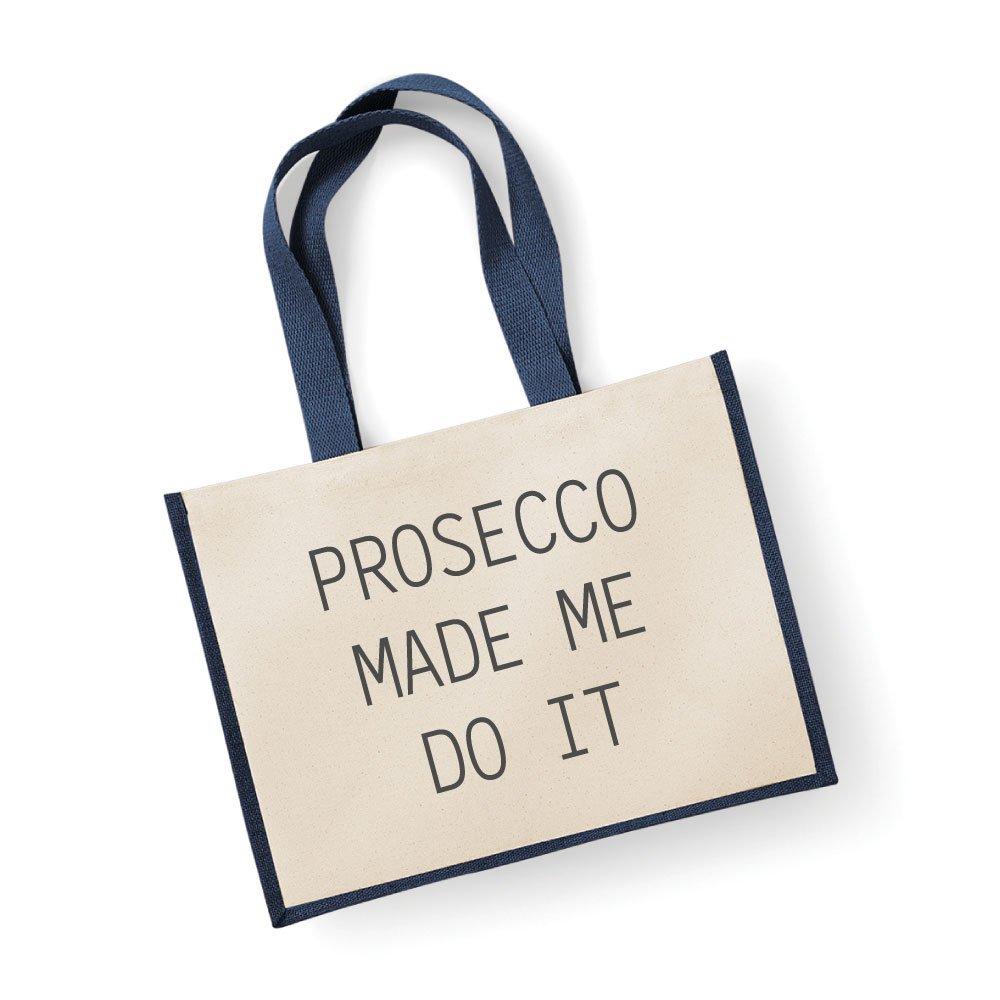 Большая джутовая сумка Prosecco Made Me Do It Темно-синяя 60 SECOND MAKEOVER, синий