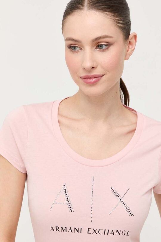 

Хлопковая футболка Armani Exchange, розовый