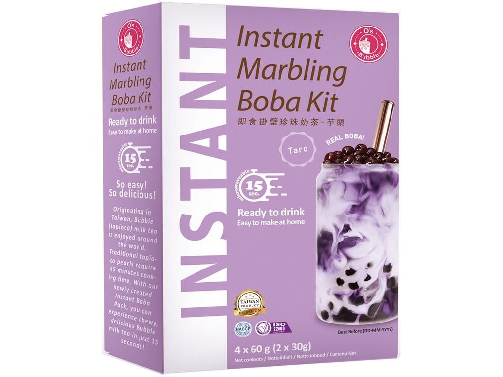

Чайный набор O's Bubble Instant Marbling Boba TARO (4 шт. по 60 г) | Пузырьковый чай | С жемчугом тапиоки и соломкой Yoaxia
