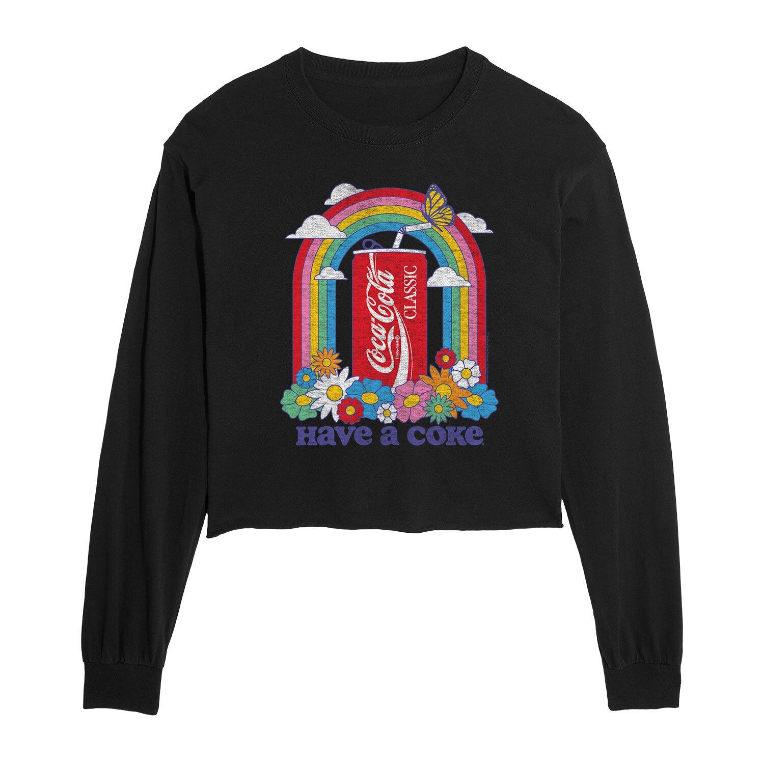 

Укороченная футболка с длинными рукавами и рисунком Coca-Cola для юниоров Licensed Character, черный