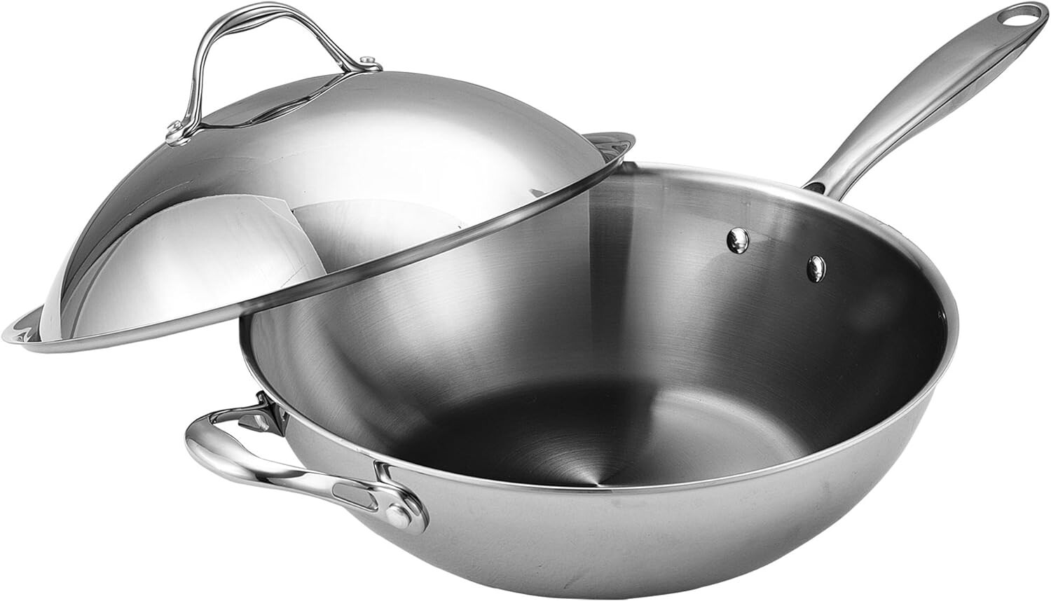 

Сковорода для перемешивания Cooks Standard Wok с многослойной облицовкой, 13 дюймов, с высокой купольной крышкой, серебристая, Silver