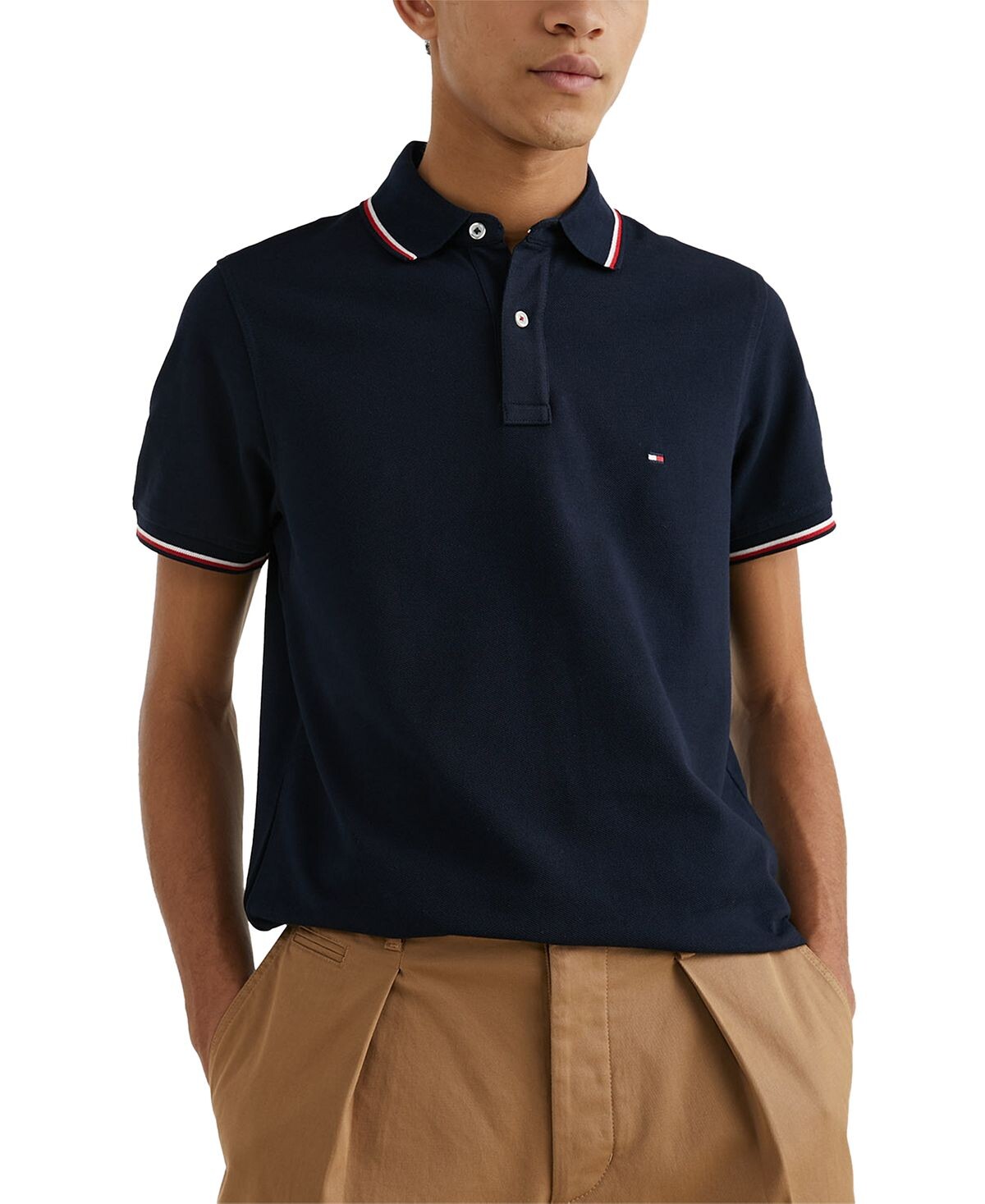 

Мужская рубашка поло приталенного кроя с короткими рукавами Tommy Hilfiger