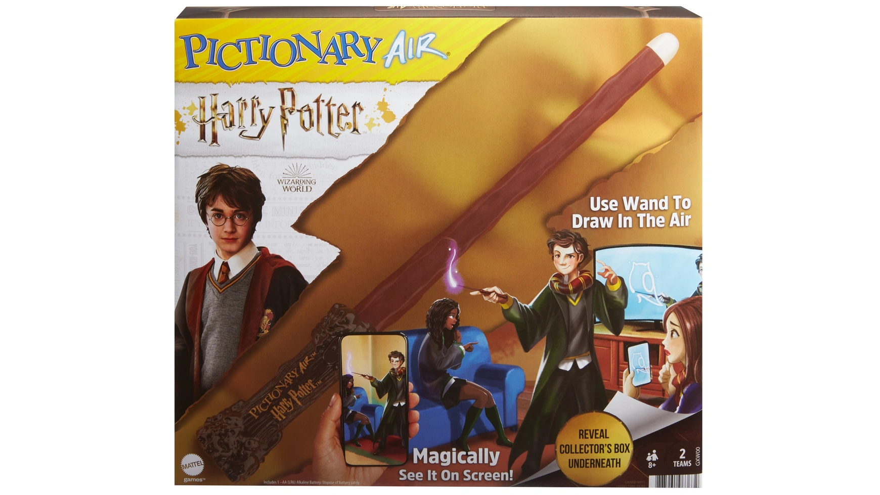 Mattel Games Pictionary Air Harry Potter, семейная игра, игра для рисования настольная игра pictionary air