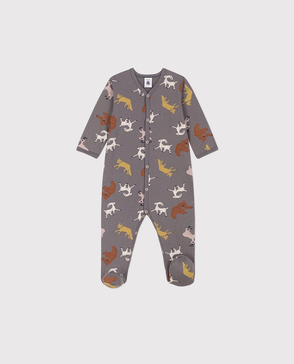 

Плюшевая пижама с животными для малыша Petit Bateau, серый