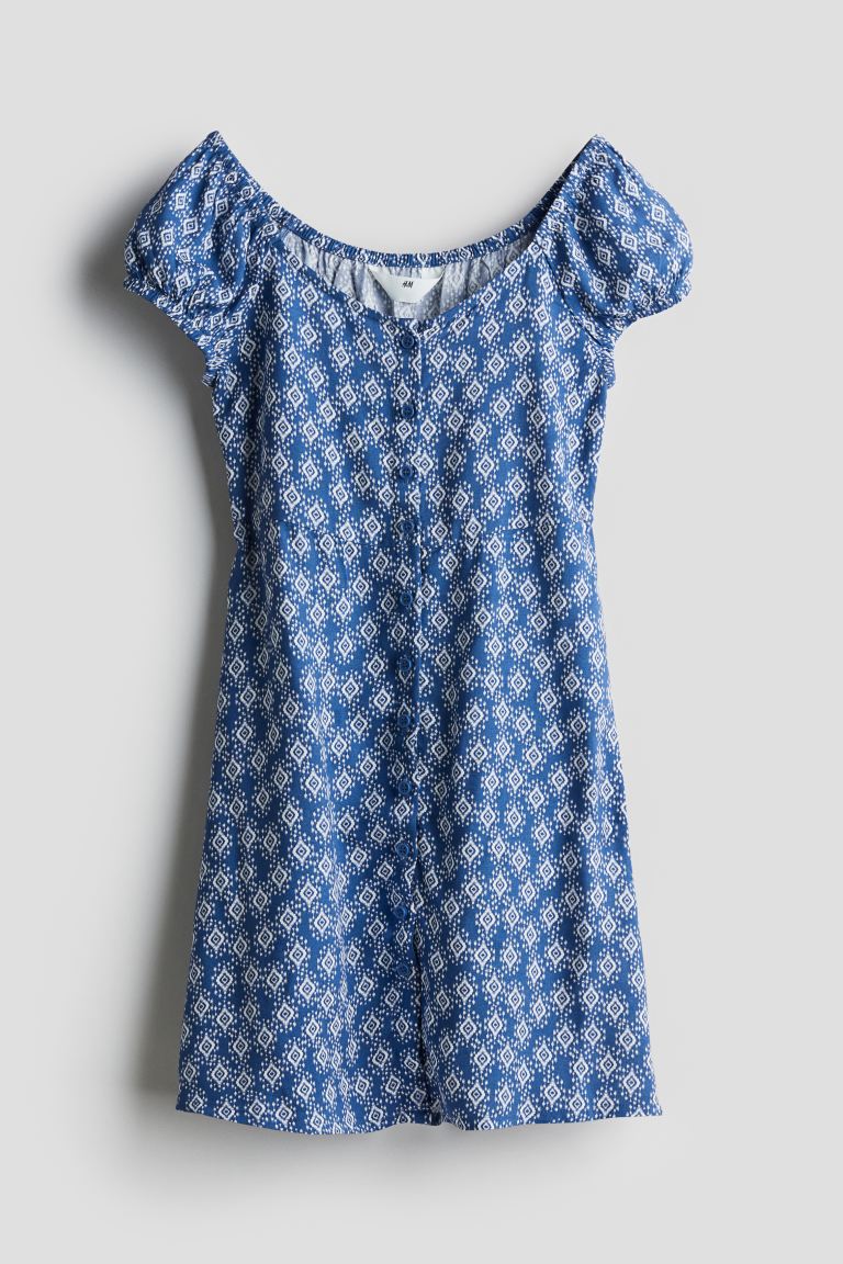 Приталенное платье с объемными рукавами H&M, синий