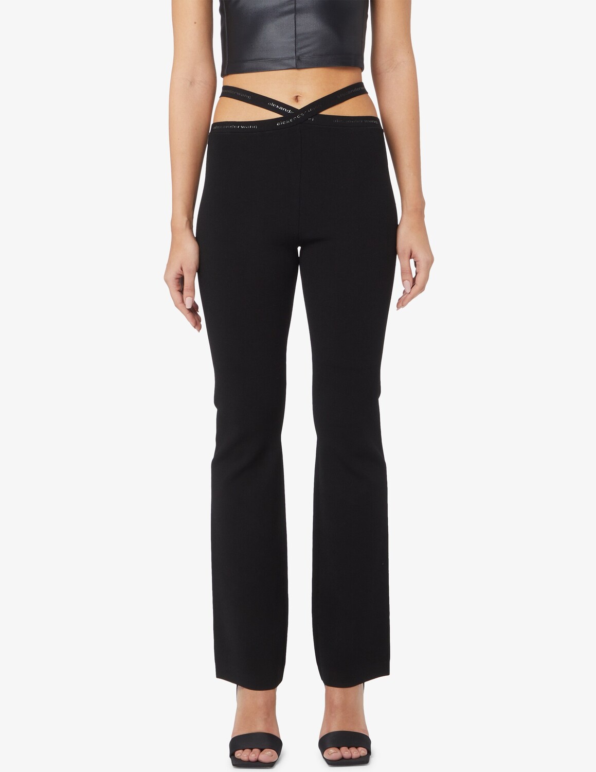 

Брюки-клеш с логотипом Alexander Wang, черный