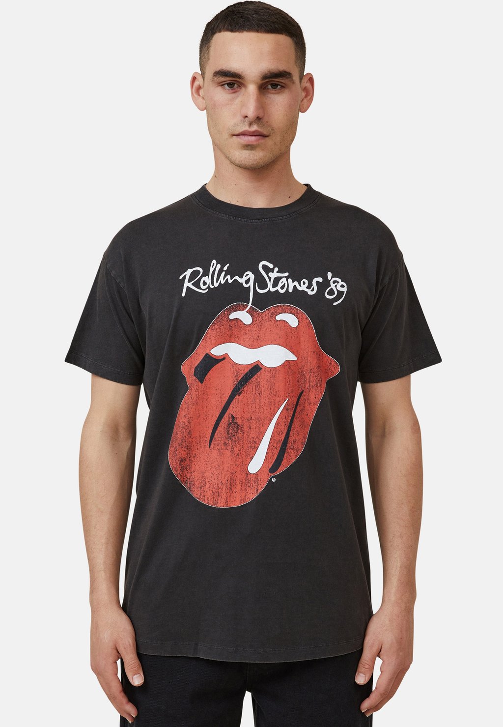 Футболка с принтом Boyfriend Fit Rolling Stones Cotton On, цвет lcn br rolling stones tongue washed black
