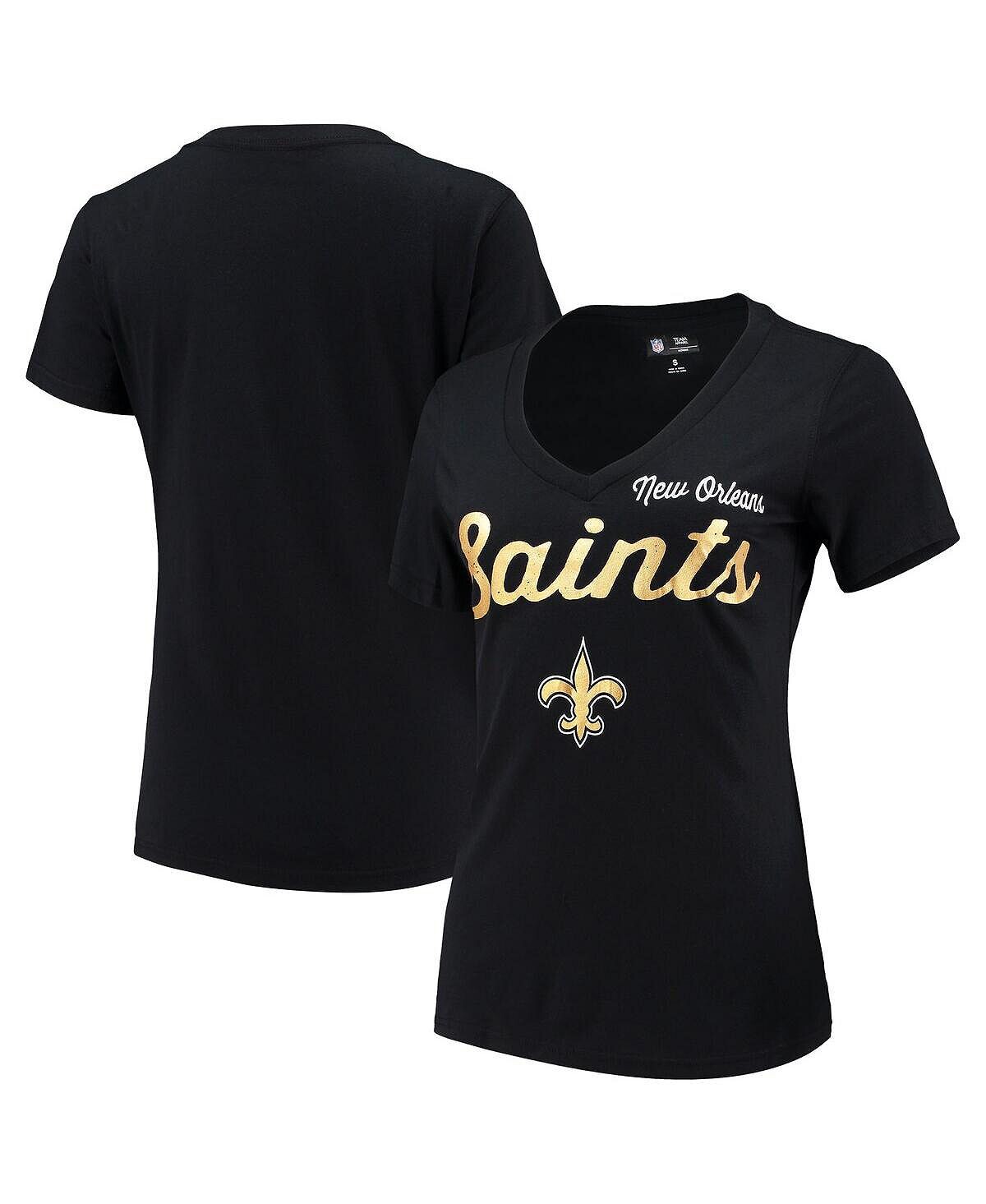 

Женская черная футболка с v-образным вырезом New Orleans Saints Post Season G-III 4Her by Carl Banks, черный