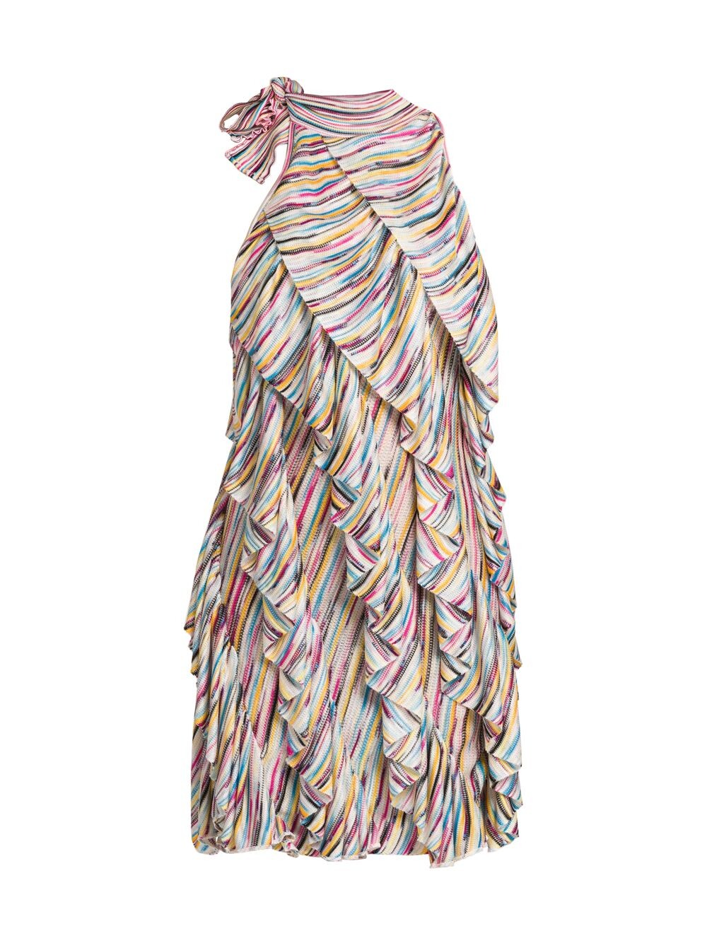 

Полосатое мини-платье с рюшами и завязками на шее Missoni, разноцветный